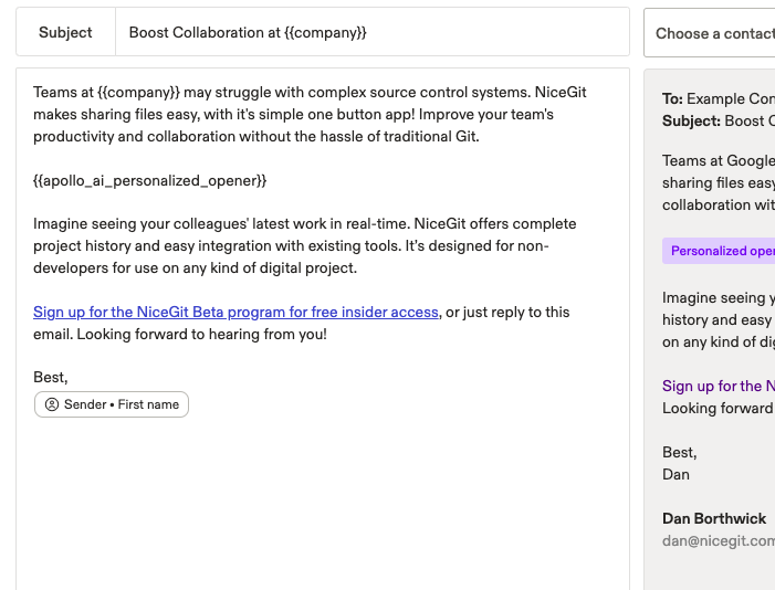 First email sequence